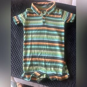 Kickee Pants Striped One Piece Polo - Green, Blue, Orange